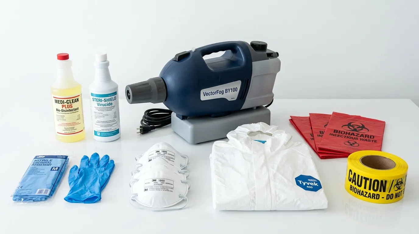 Professional biohazard remediation crew working in South Boston